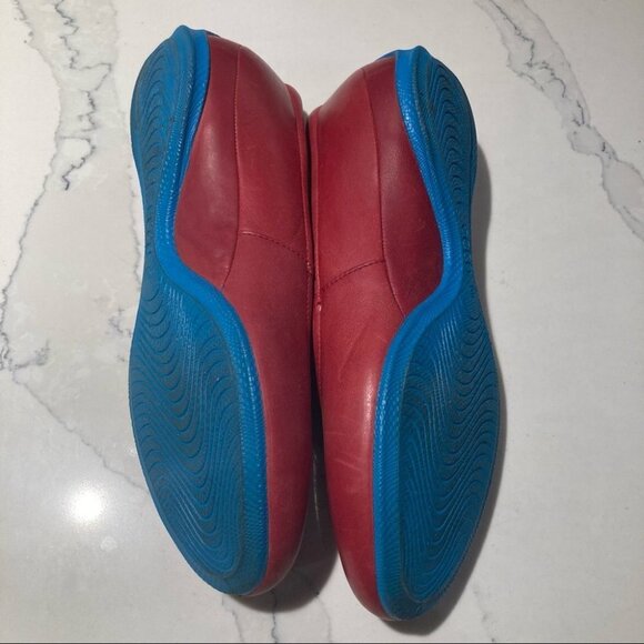 ECCO Sz 41 Slip On Loafer Shoes Red  and Blue Antislip Sole - Picture 8 of 9